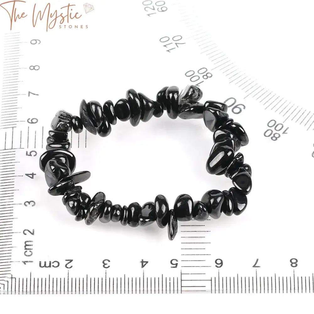 Black Tourmaline Chip Bead Bracelet For Women