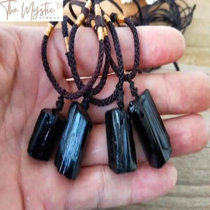 Black Tourmaline Crystal Pendant Necklace