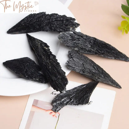 Black Tourmaline Feather-Shaped Energy Stone