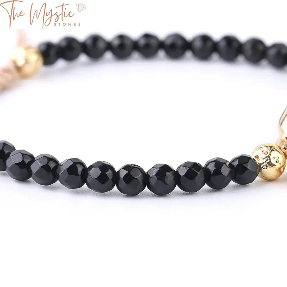 Black Tourmaline Geode Bead Bracelet