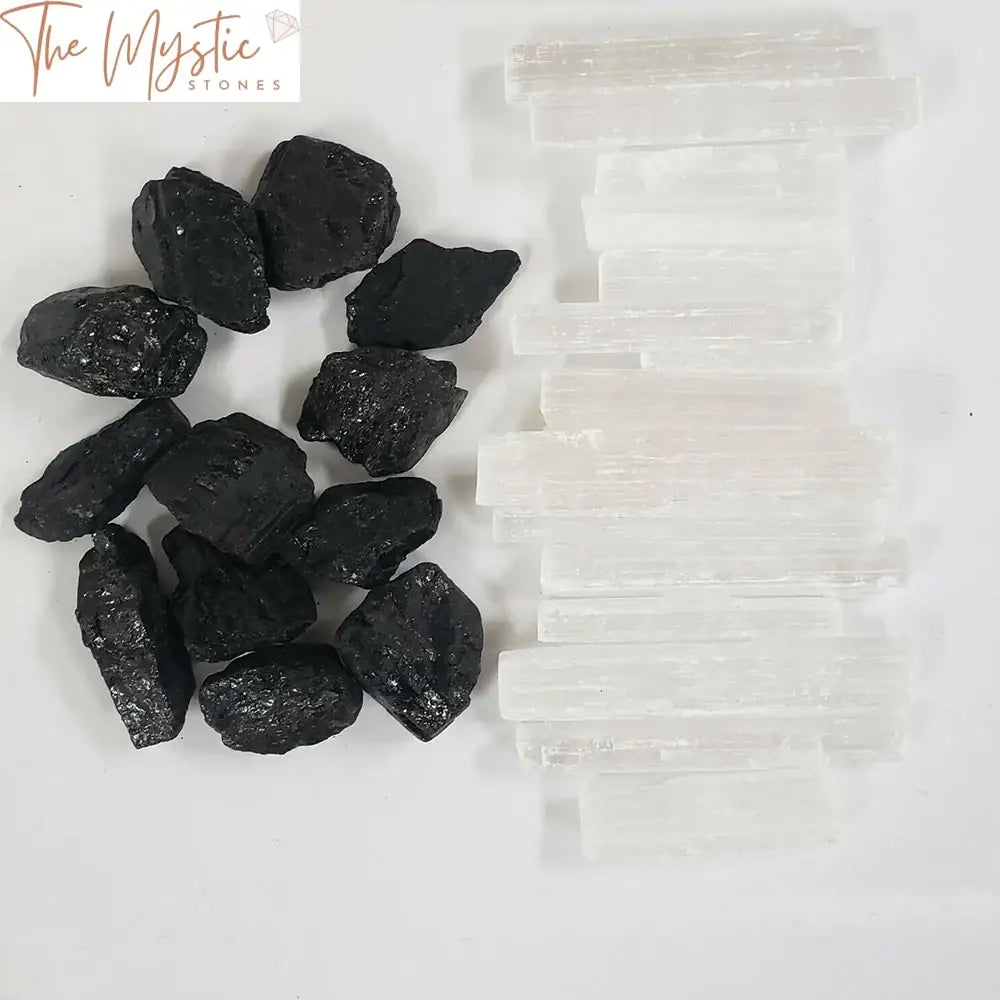 Black Tourmaline & Selenite Rough Stone Combo - 250G