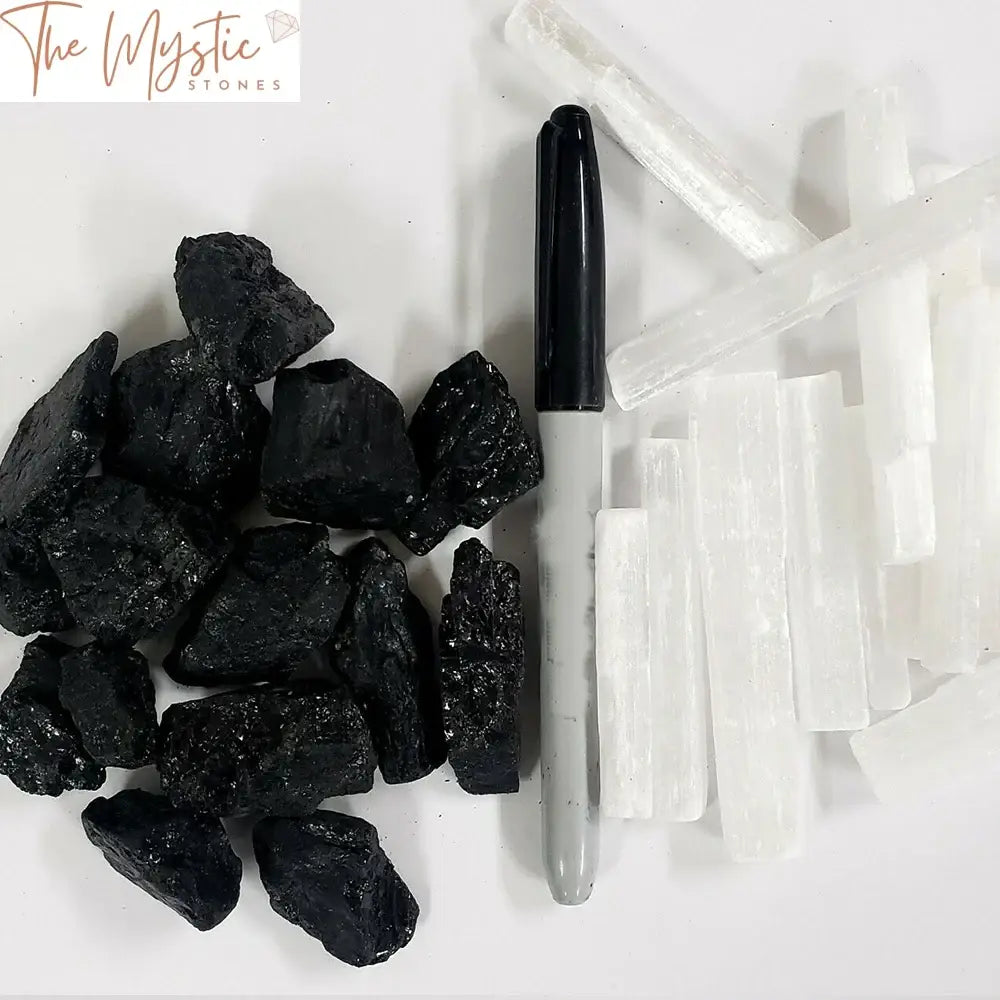 Black Tourmaline & Selenite Rough Stone Combo - 250G