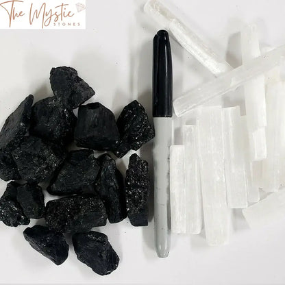 Black Tourmaline & Selenite Rough Stone Combo - 250G