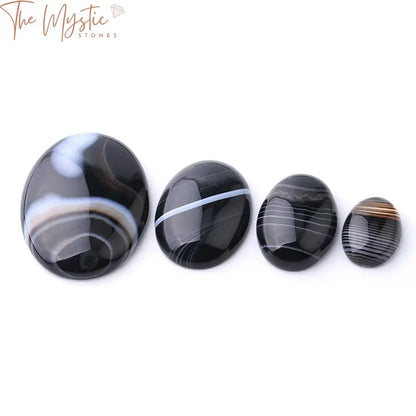 Black Veined Agate Cabochon Beads