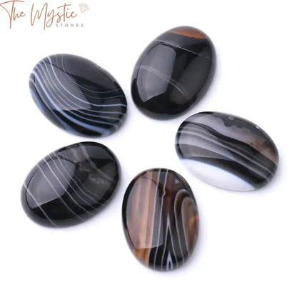 Black Veined Agate Cabochon Beads