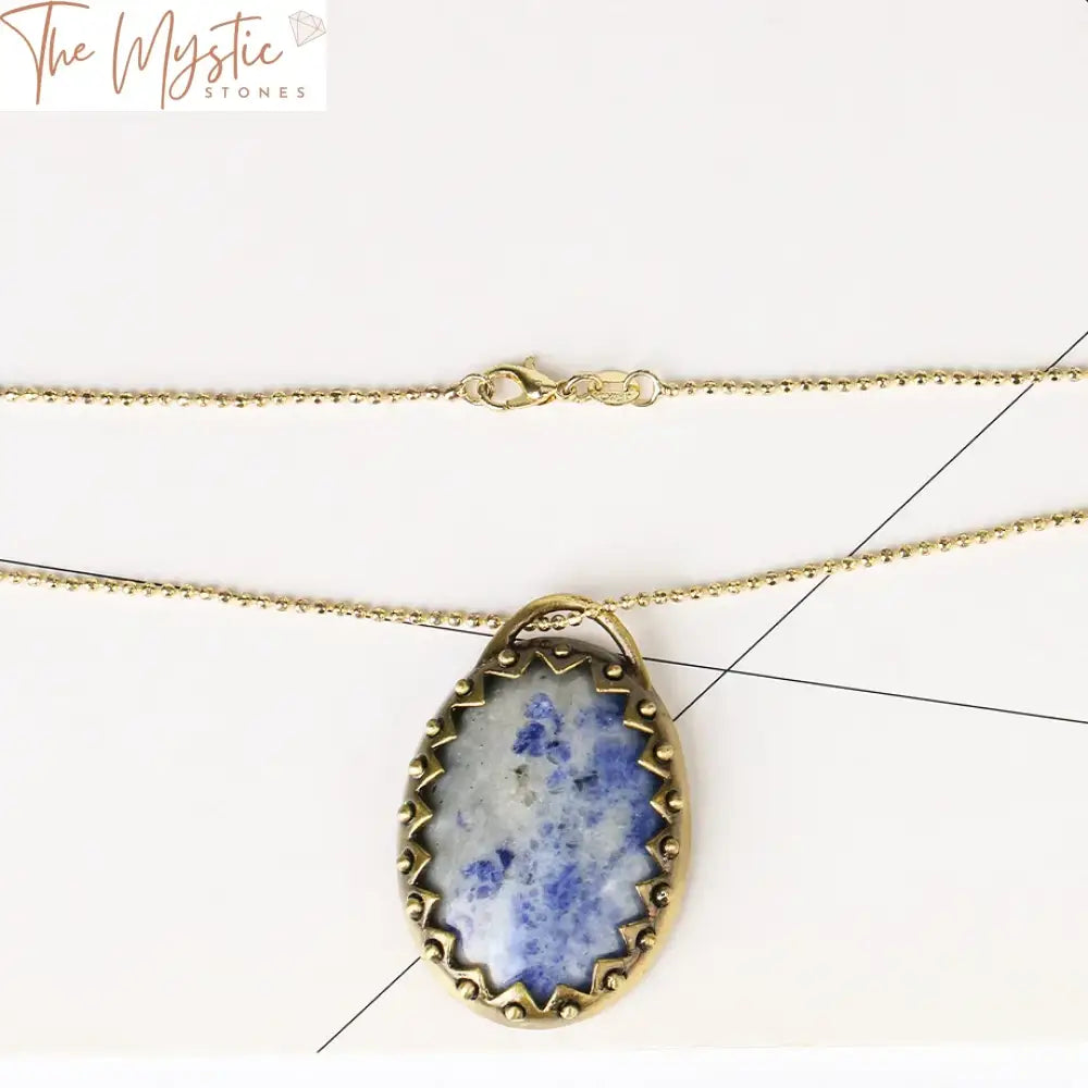 Blue Dot Crystal Oval Cabochon Necklace