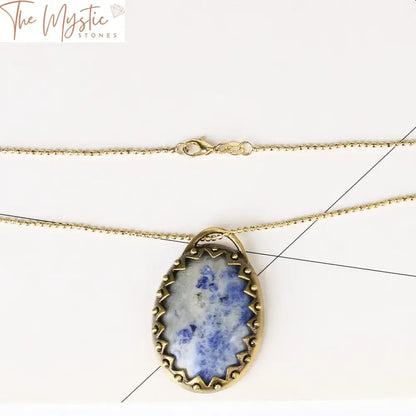 Blue Dot Crystal Oval Cabochon Necklace