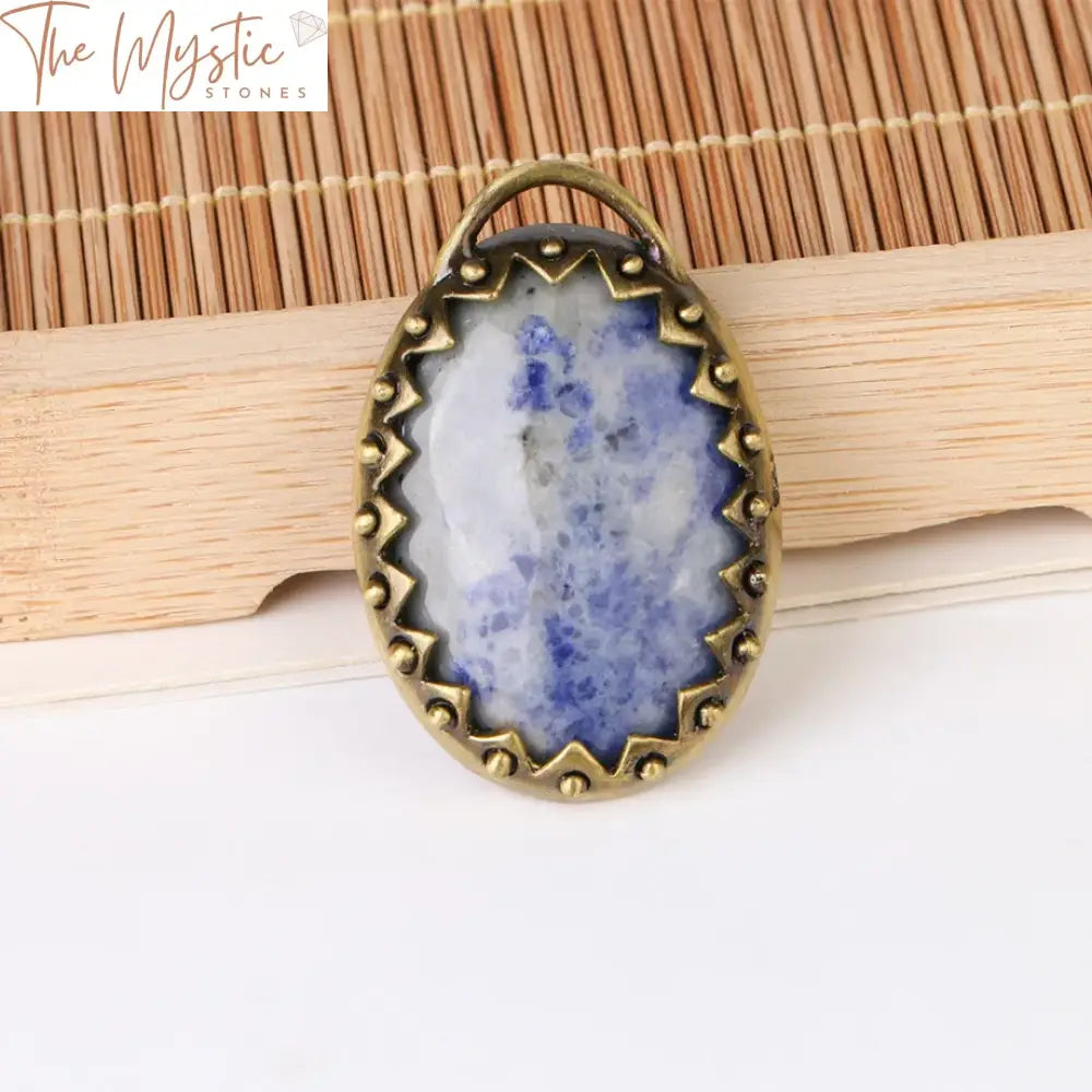 Blue Dot Crystal Oval Cabochon Necklace