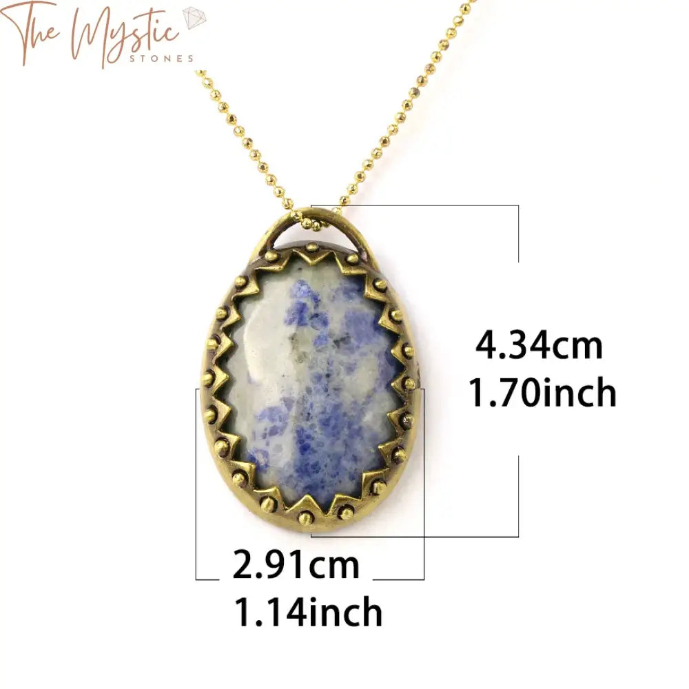 Blue Dot Crystal Oval Cabochon Necklace