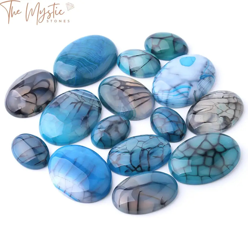 Blue Dragon Vein Agate Cabochons