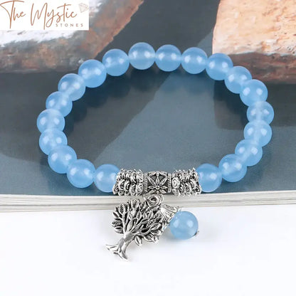 Blue Gemstone Tree Of Life Bracelet