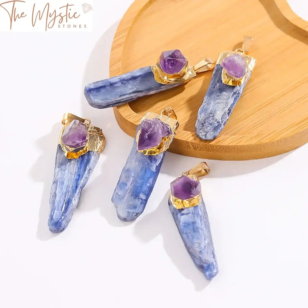 Blue Kyanite Amethyst Chakra Healing Pendant