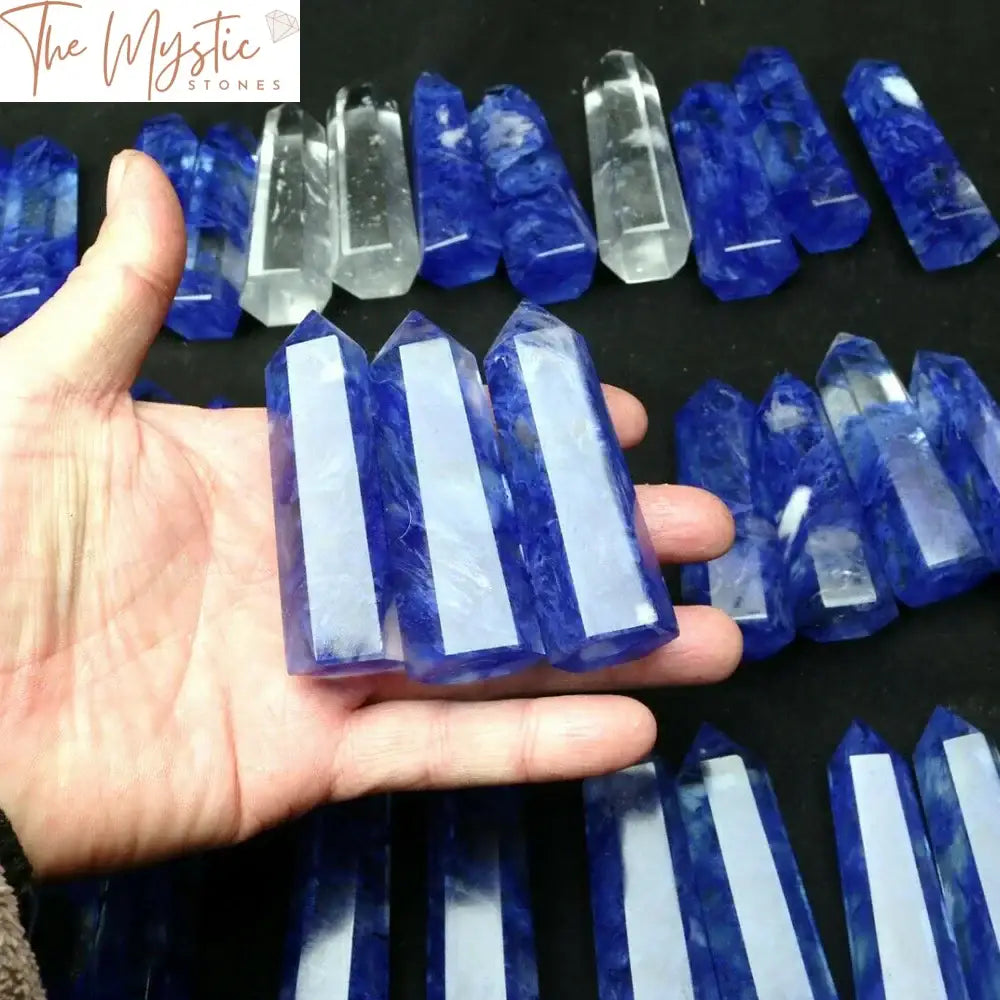 Blue Quartz Crystal Obelisk Wand