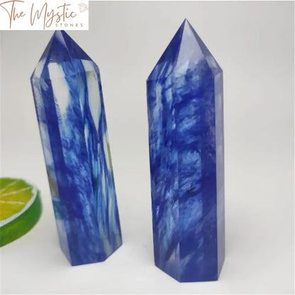 Blue Quartz Crystal Obelisk Wand