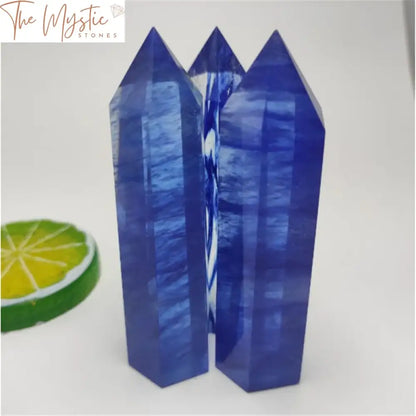 Blue Quartz Crystal Obelisk Wand