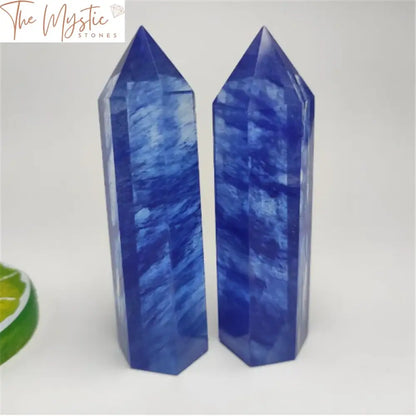 Blue Quartz Crystal Obelisk Wand