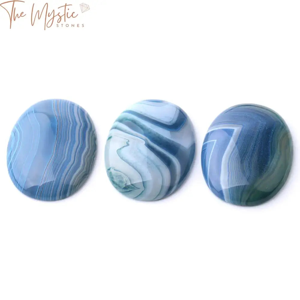 Blue Striped Agate Cabochon Beads