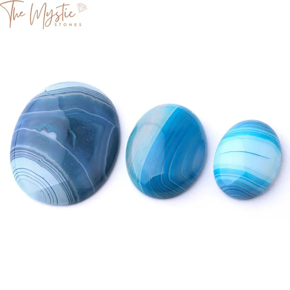 Blue Striped Agate Cabochon Beads