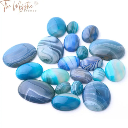 Blue Striped Agate Cabochon Beads