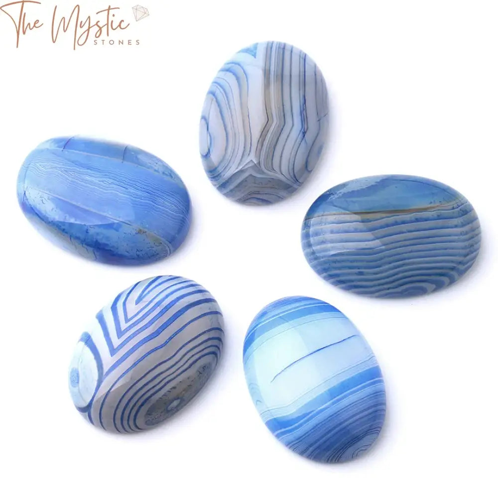 Blue Striped Agate Cabochon Beads