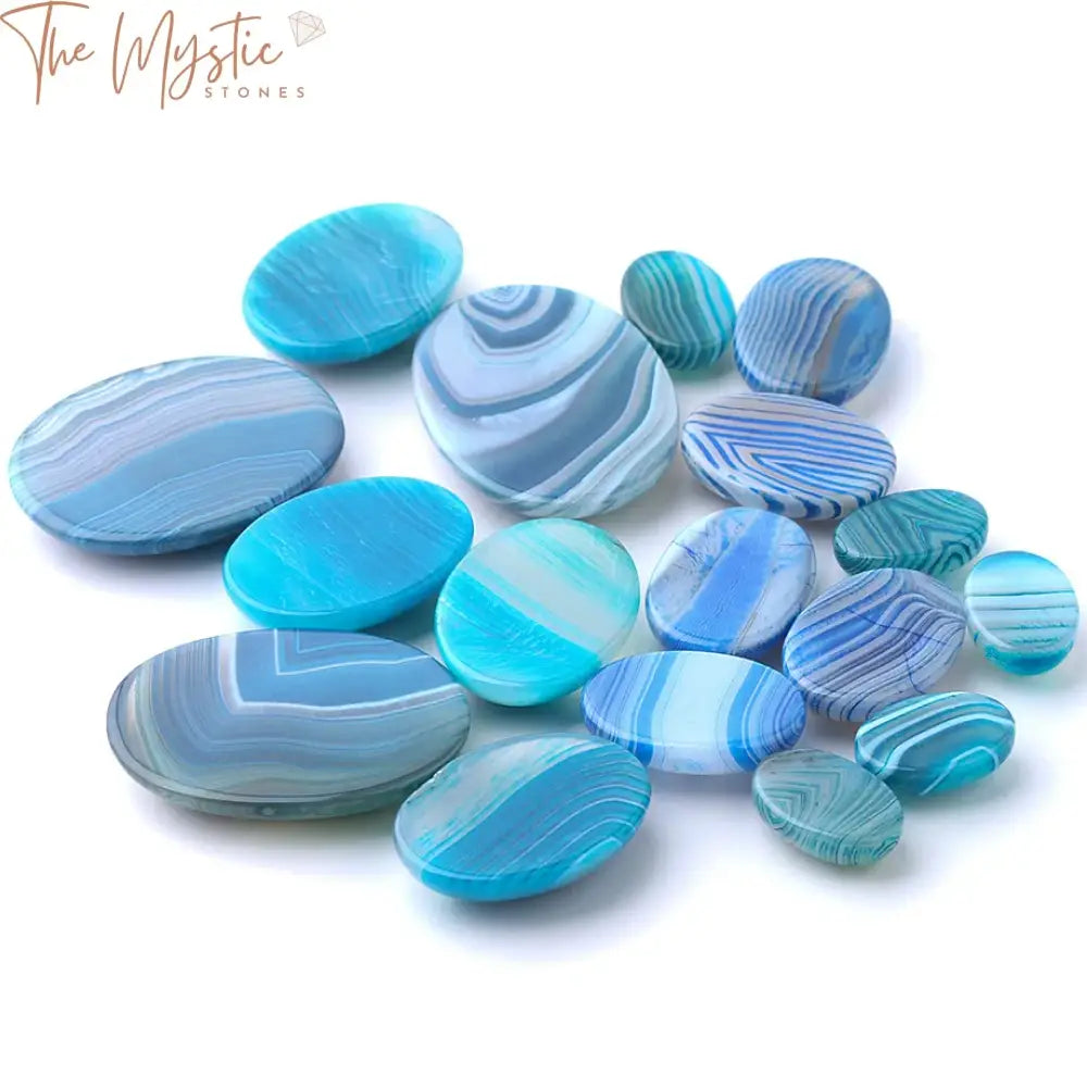 Blue Striped Agate Cabochon Beads