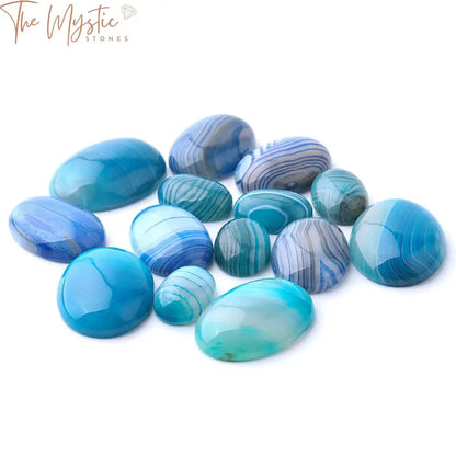 Blue Striped Agate Cabochon Beads