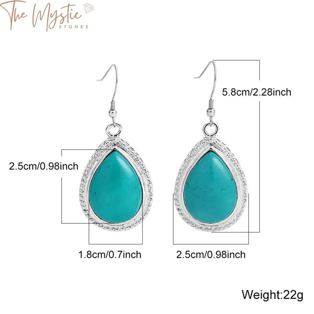 Blue Turquoise Water Drop Dangle Earrings