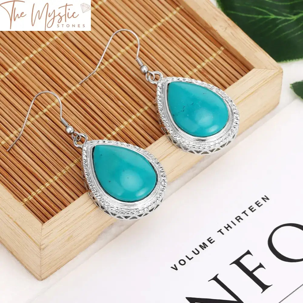 Blue Turquoise Water Drop Dangle Earrings