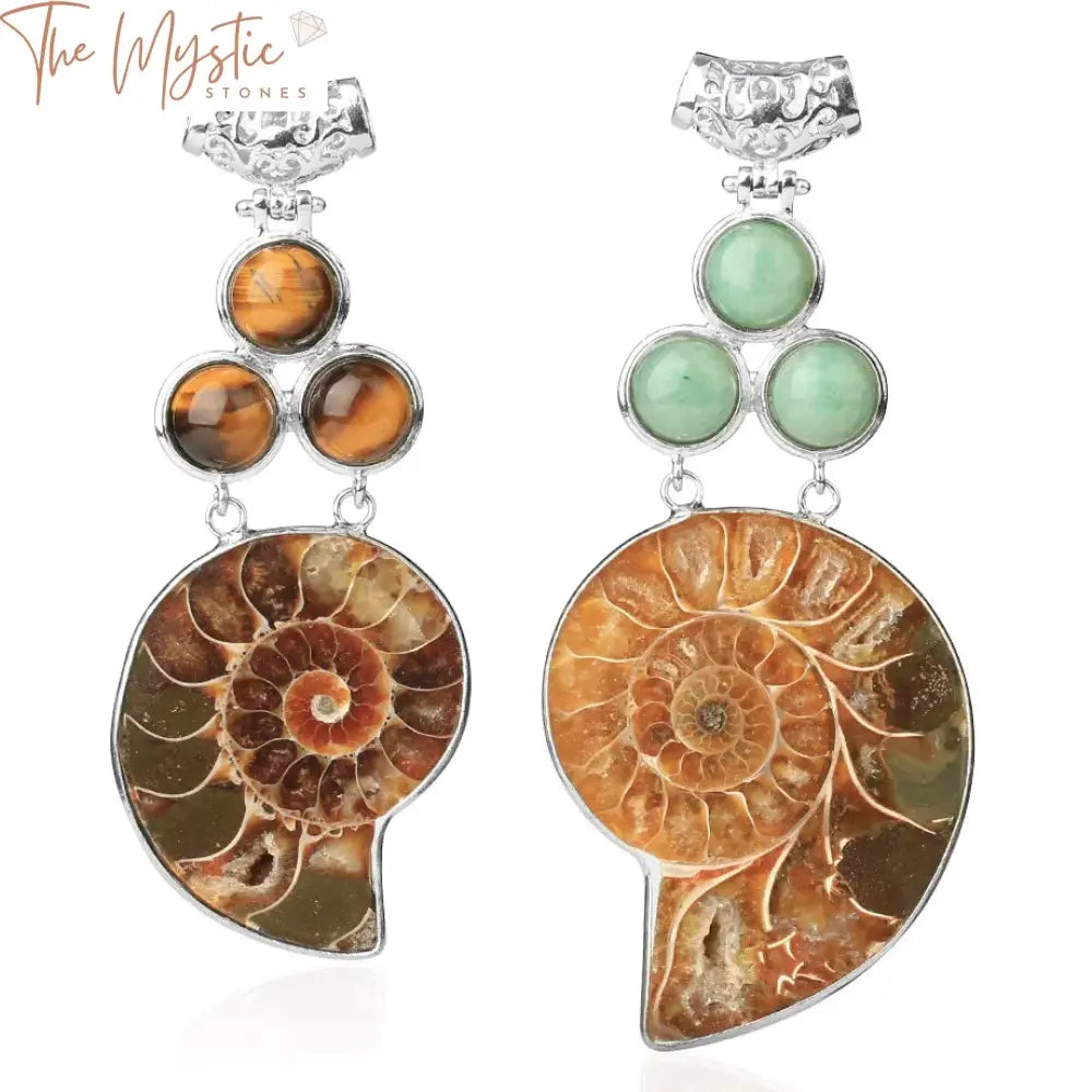 Bohemia Ammonite Pendant With Semi-Precious Stones