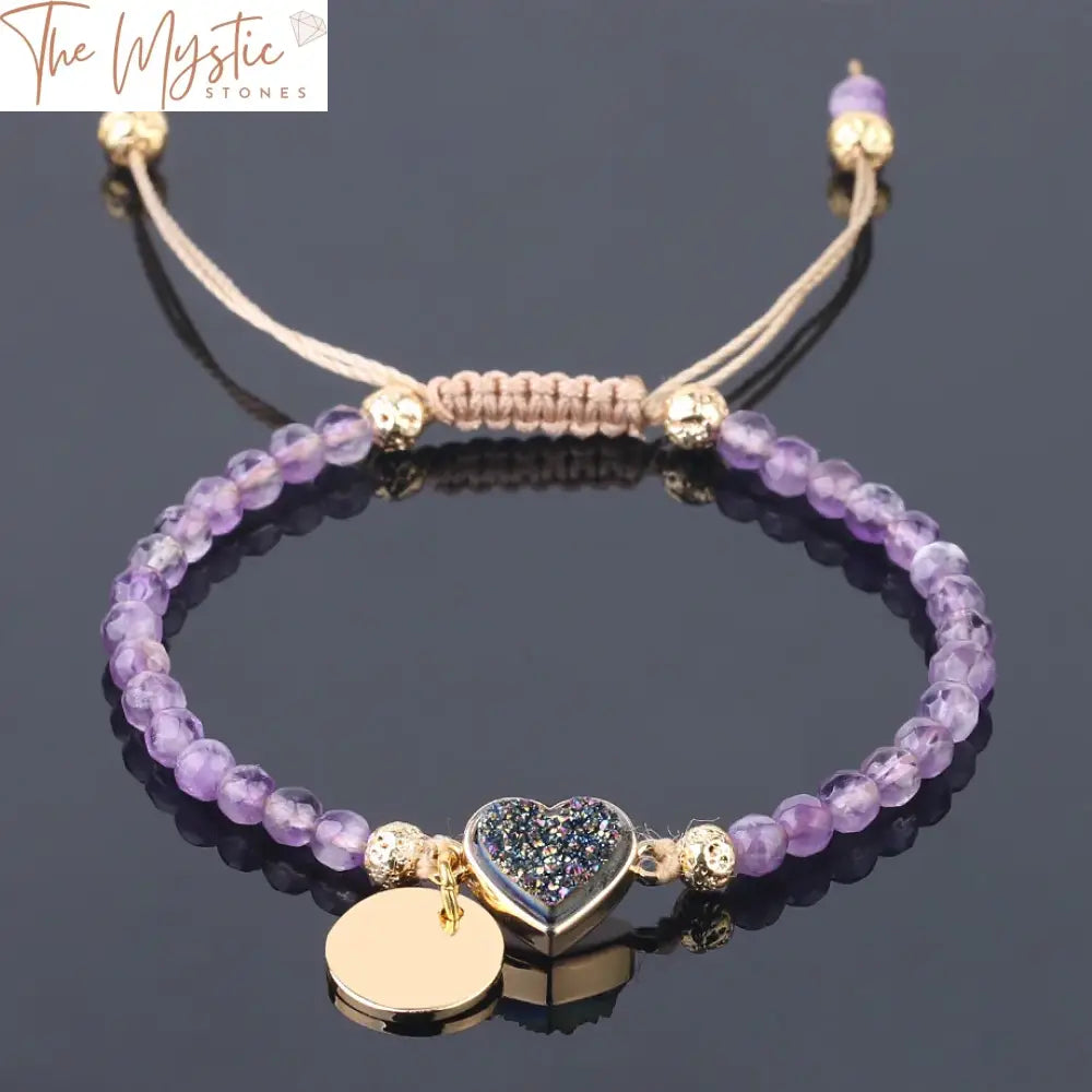 A Bohemia mini bead bracelet featuring multifaceted small purple crystal beads.