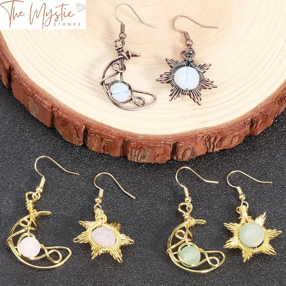 Bohemia Sun And Moon Natural Stone Earrings