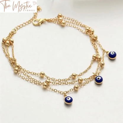 Bohemian Blue Evil Eye Beaded Anklet