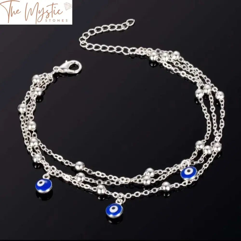 Bohemian Blue Evil Eye Beaded Anklet