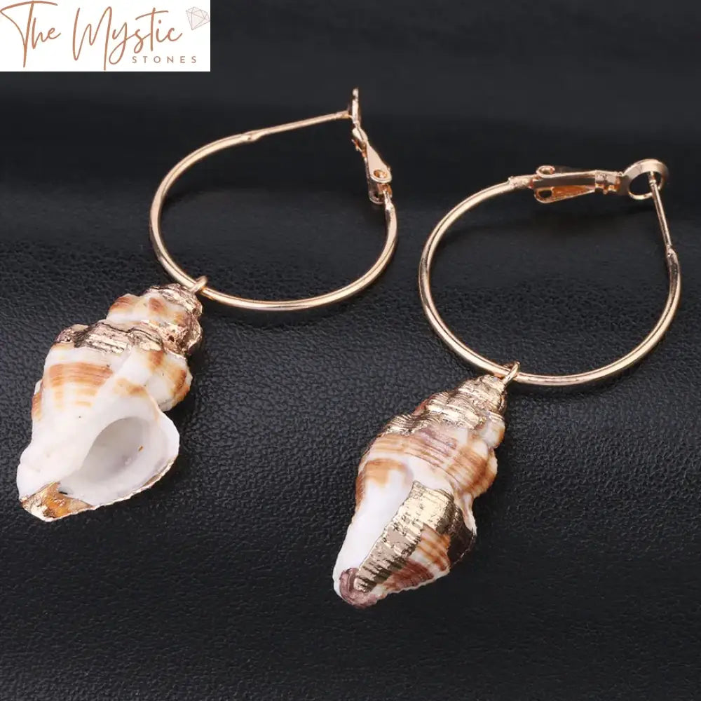 Boho Conch Shell Hoop Earrings