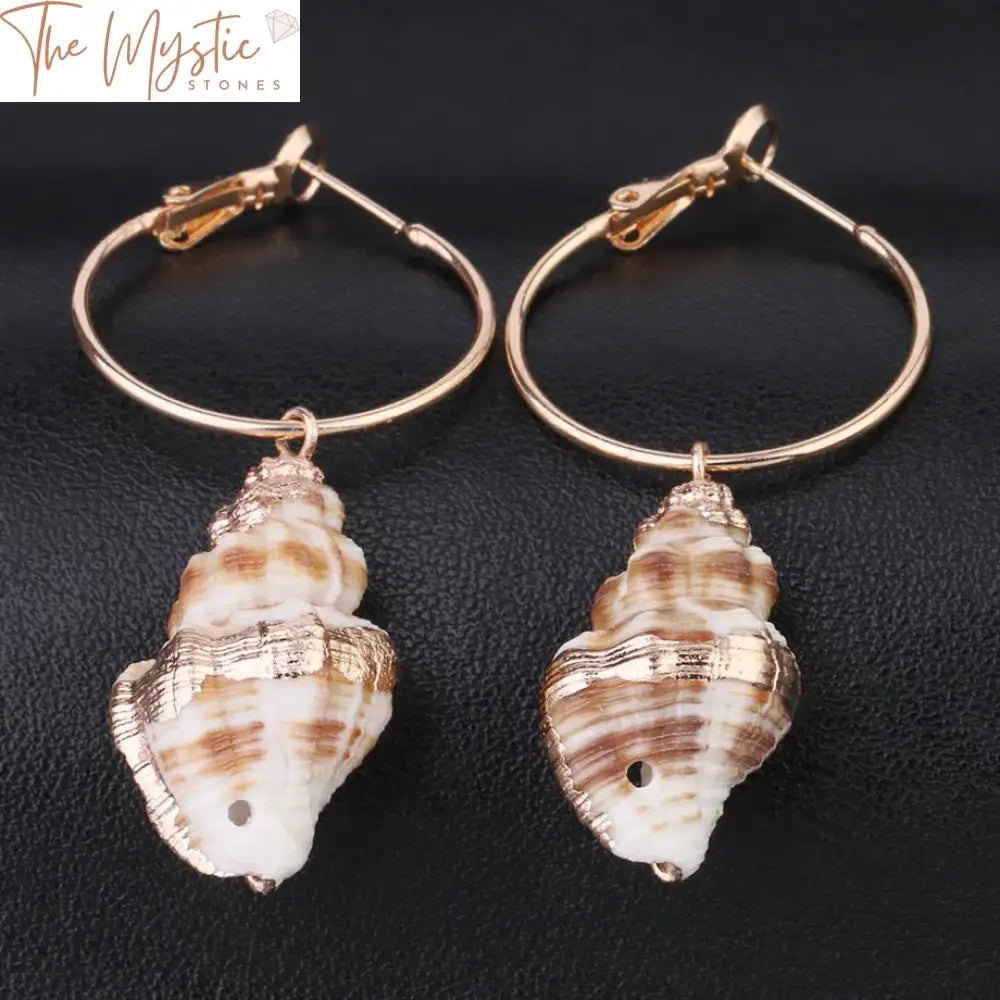 Boho Conch Shell Hoop Earrings