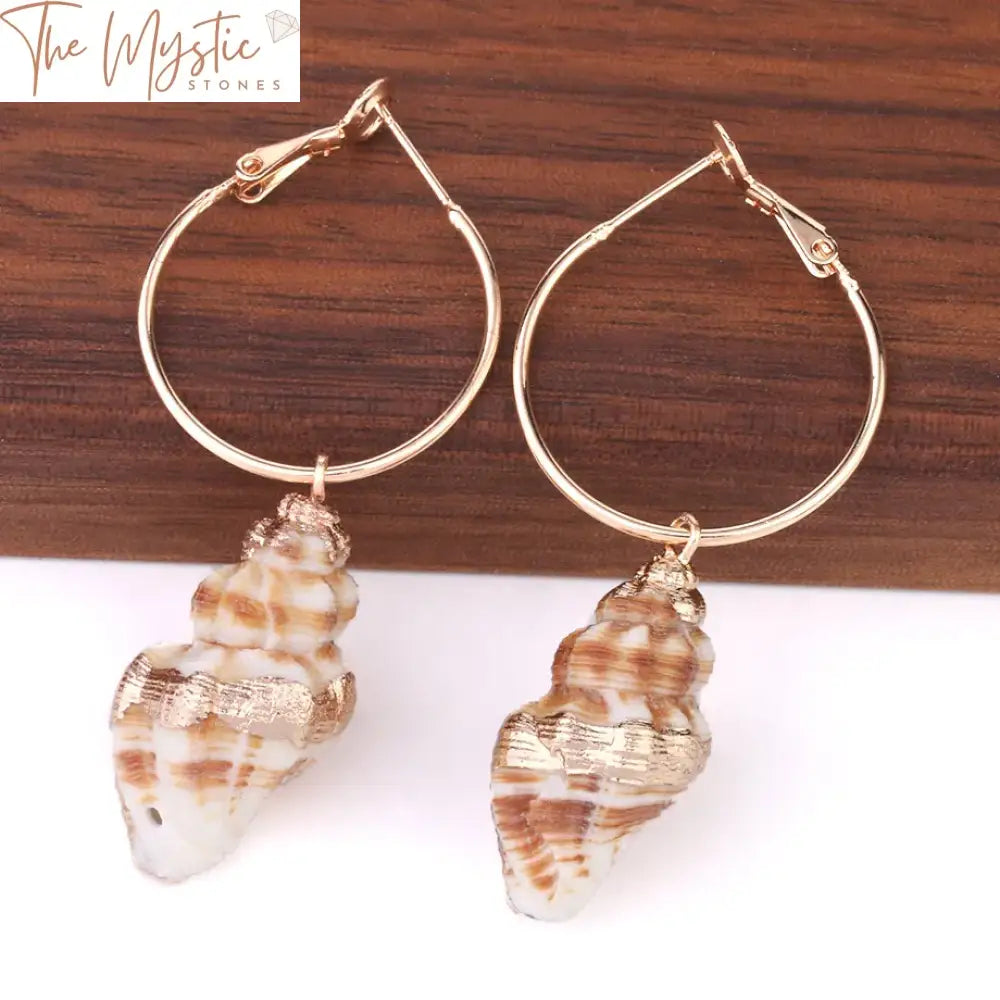 Boho Conch Shell Hoop Earrings