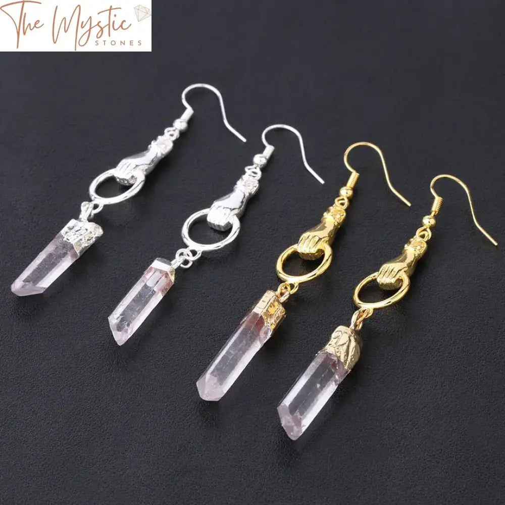 Boho Crystal Quartz Drop Earrings