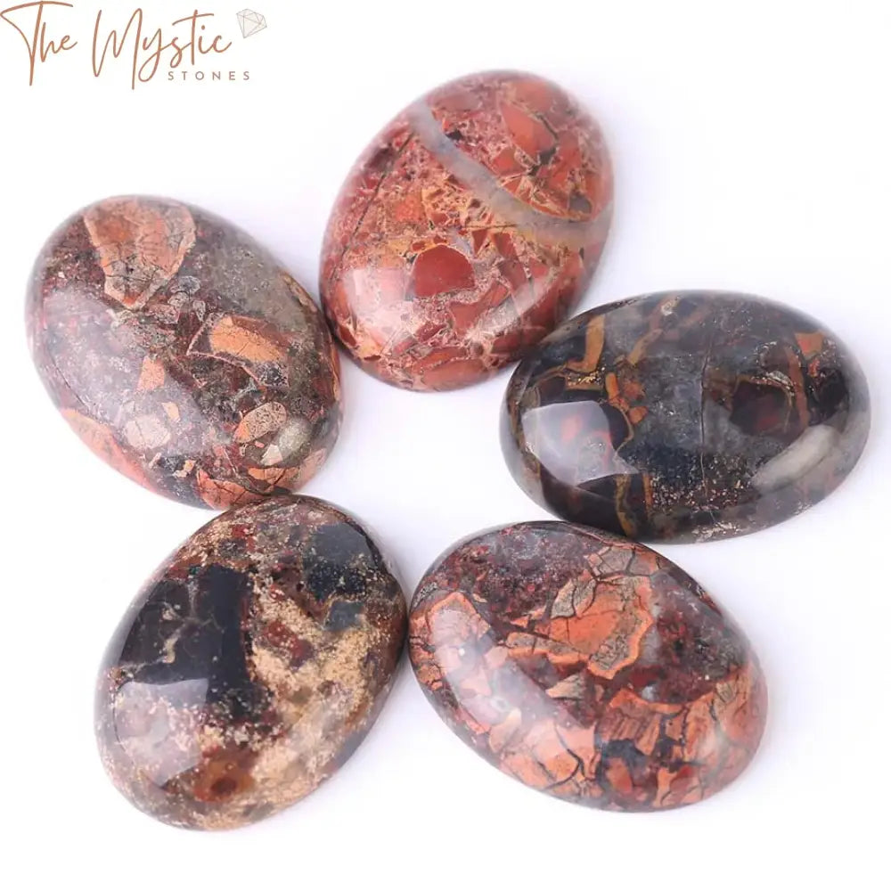 Breciated Jasper Cabochon Dome Bead