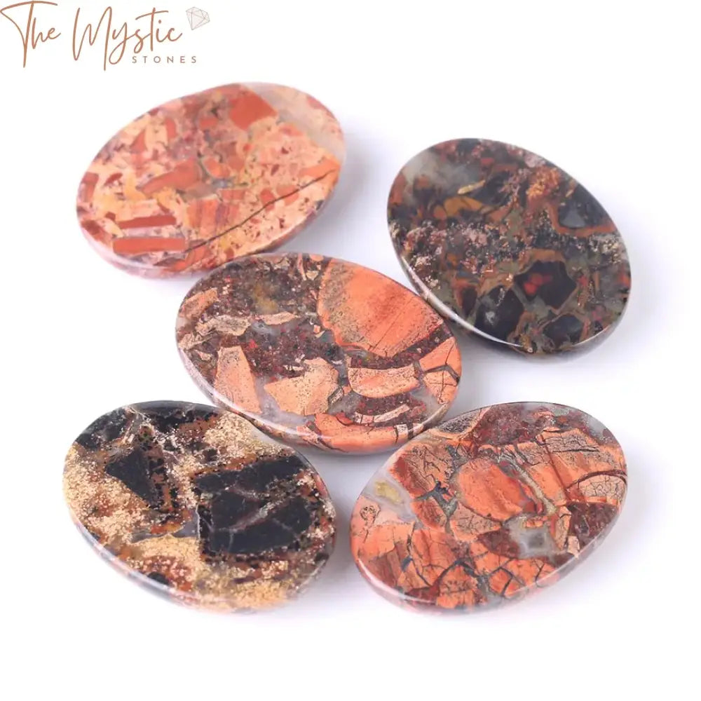 Breciated Jasper Cabochon Dome Bead