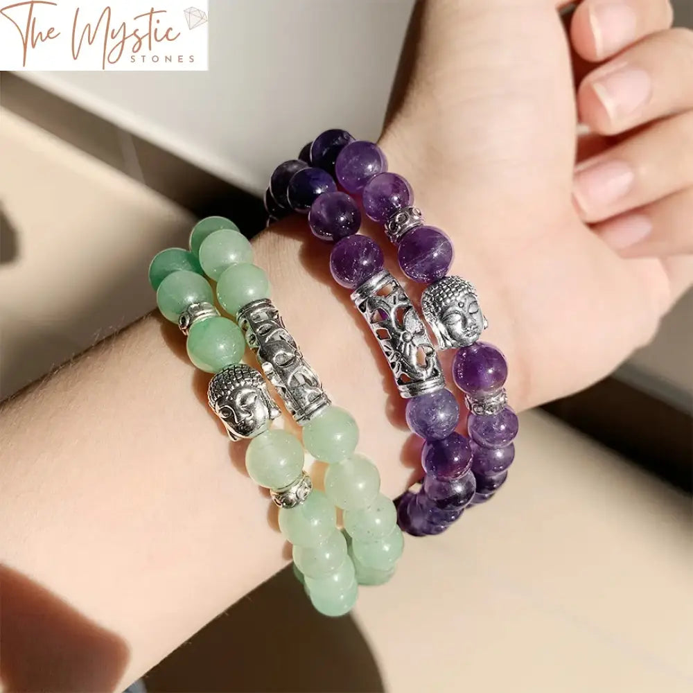 Buddha Head Natural Stone 8Mm Bracelet Set