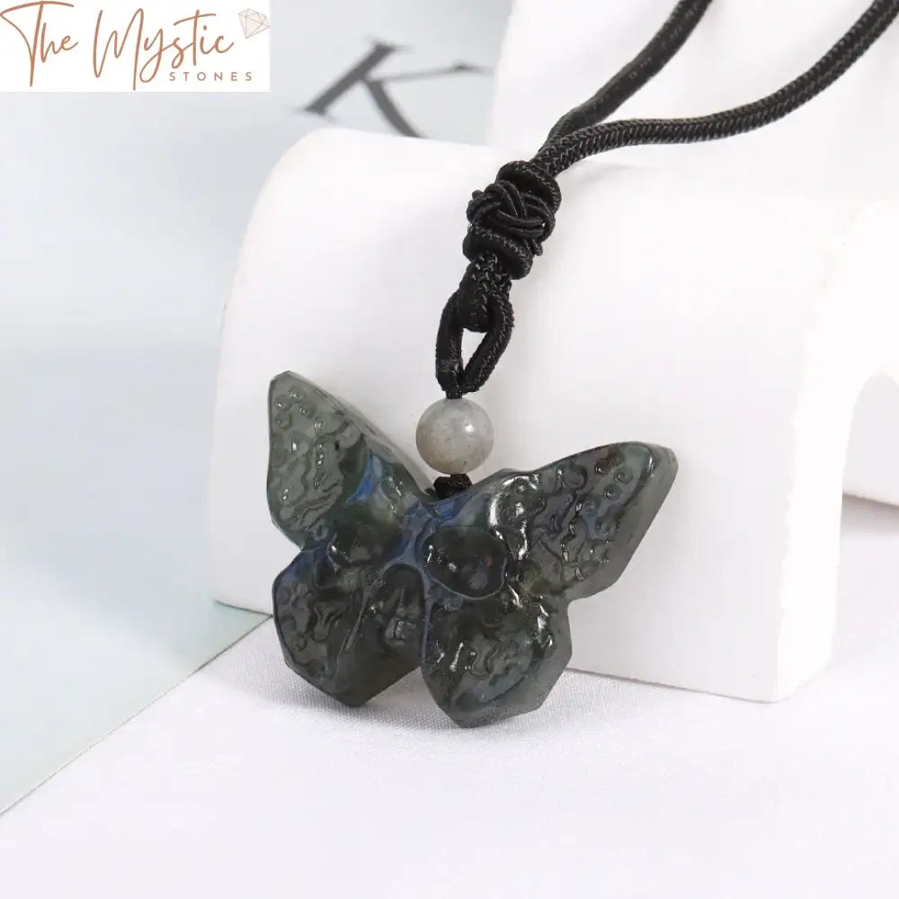 Butterfly Ghost Quartz Pendant Necklace