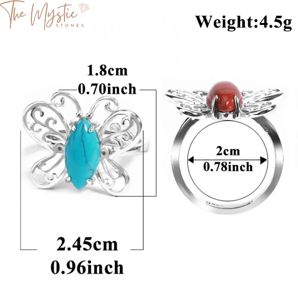 Butterfly Natural Stone Ring