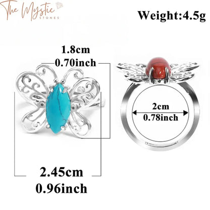 Butterfly Natural Stone Ring