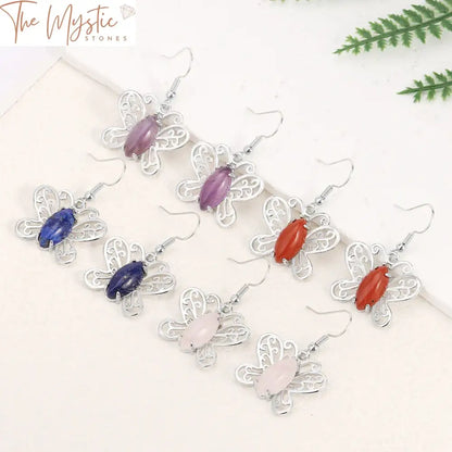 Butterfly Stone Drop Earrings H334