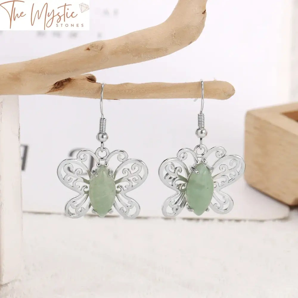 Butterfly Stone Drop Earrings H334