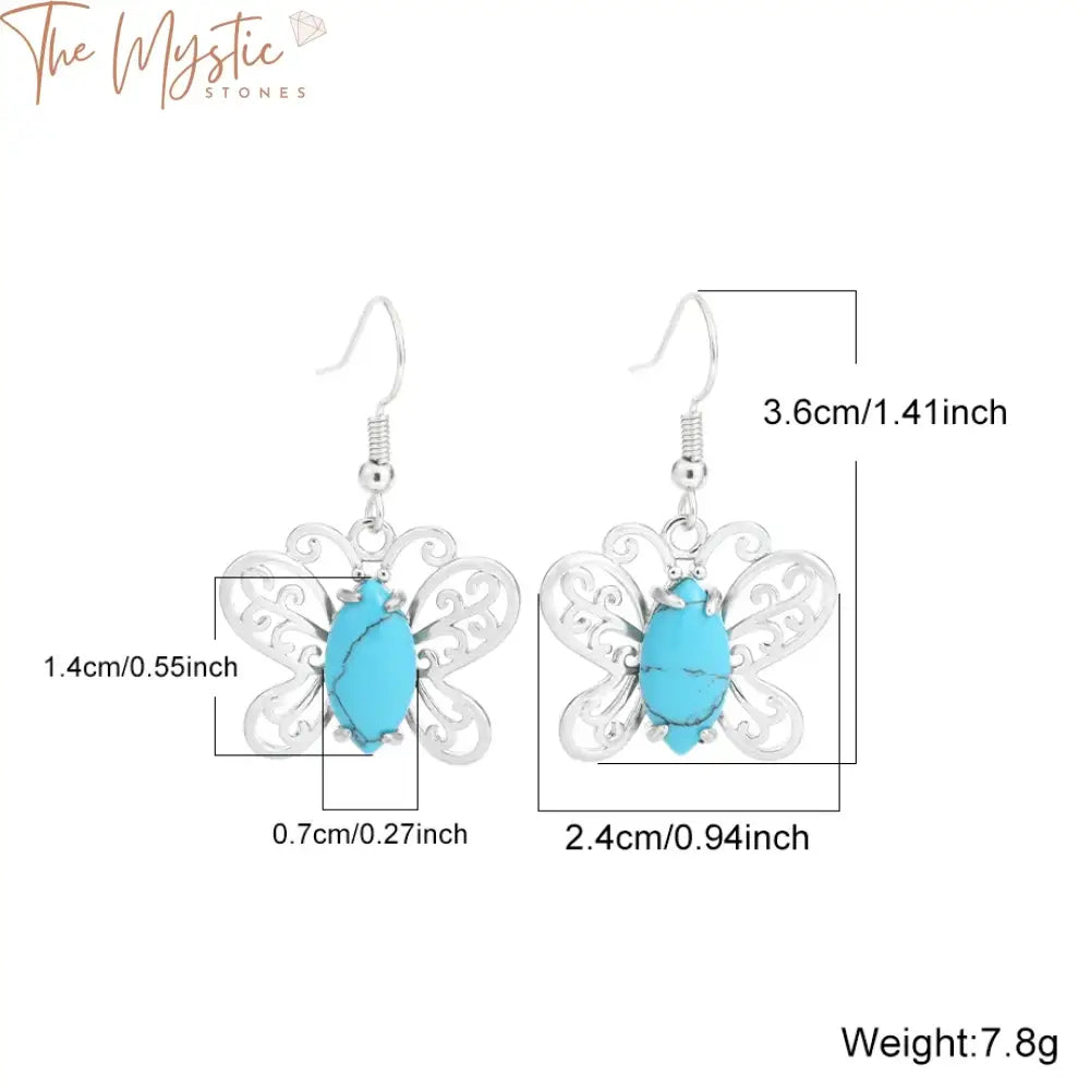 Butterfly Stone Drop Earrings H334