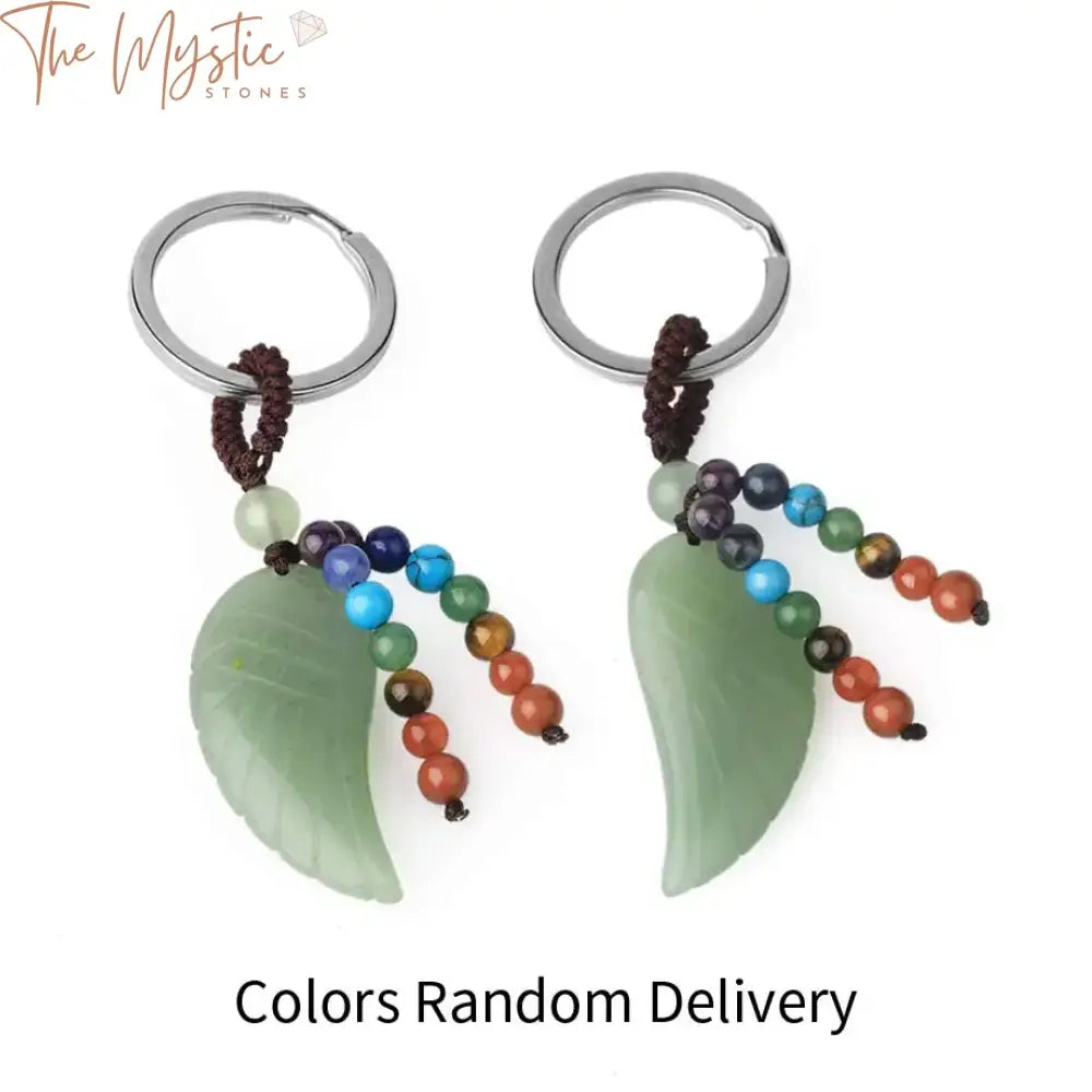 Chakra Angel Wing Gemstone Keychain