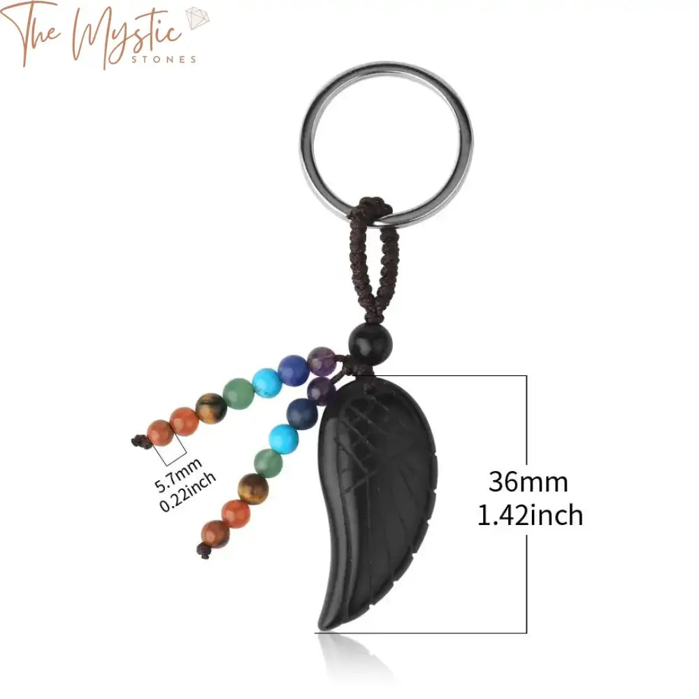 Chakra Angel Wing Gemstone Keychain