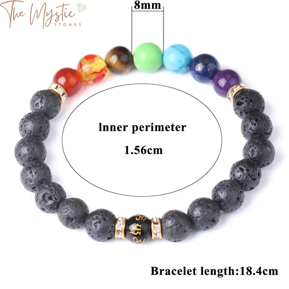 Chakra Balance 8Mm Black Lava Stone Bracelet