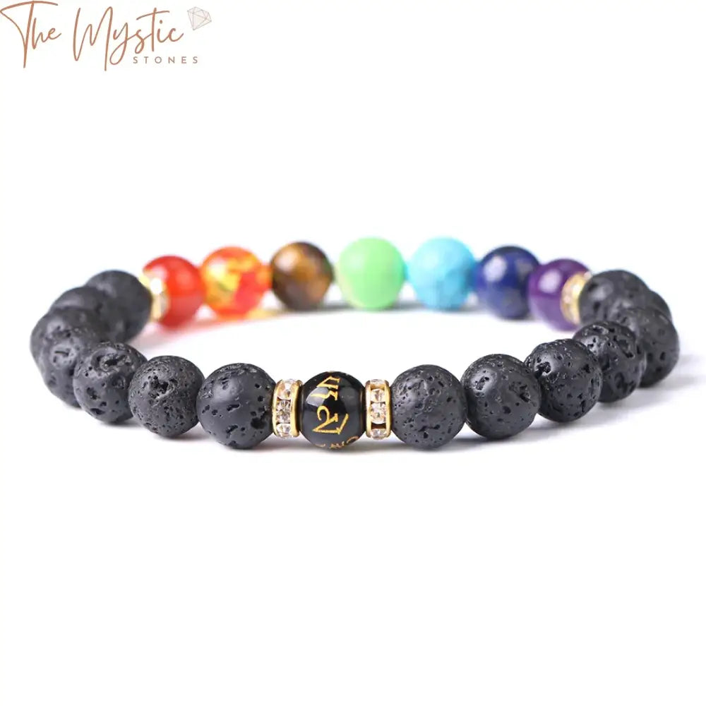 Chakra Balance 8Mm Black Lava Stone Bracelet